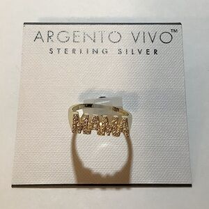 Argento Vivo  14ct Gold Plated CZ MAMA Ring 9 New
